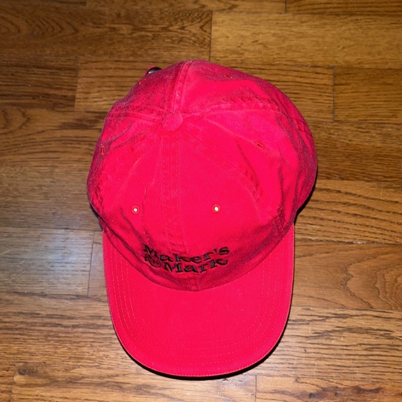 MAKERS MARK WHISKEY MENS ADJUSTABLE RED HAT CAP USED EMBROIDERED 100% COTTON - Picture 3 of 9